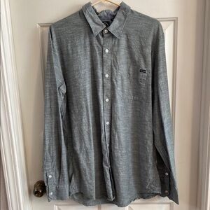 Gray Casual Button Down Shirt with Soft Texture
